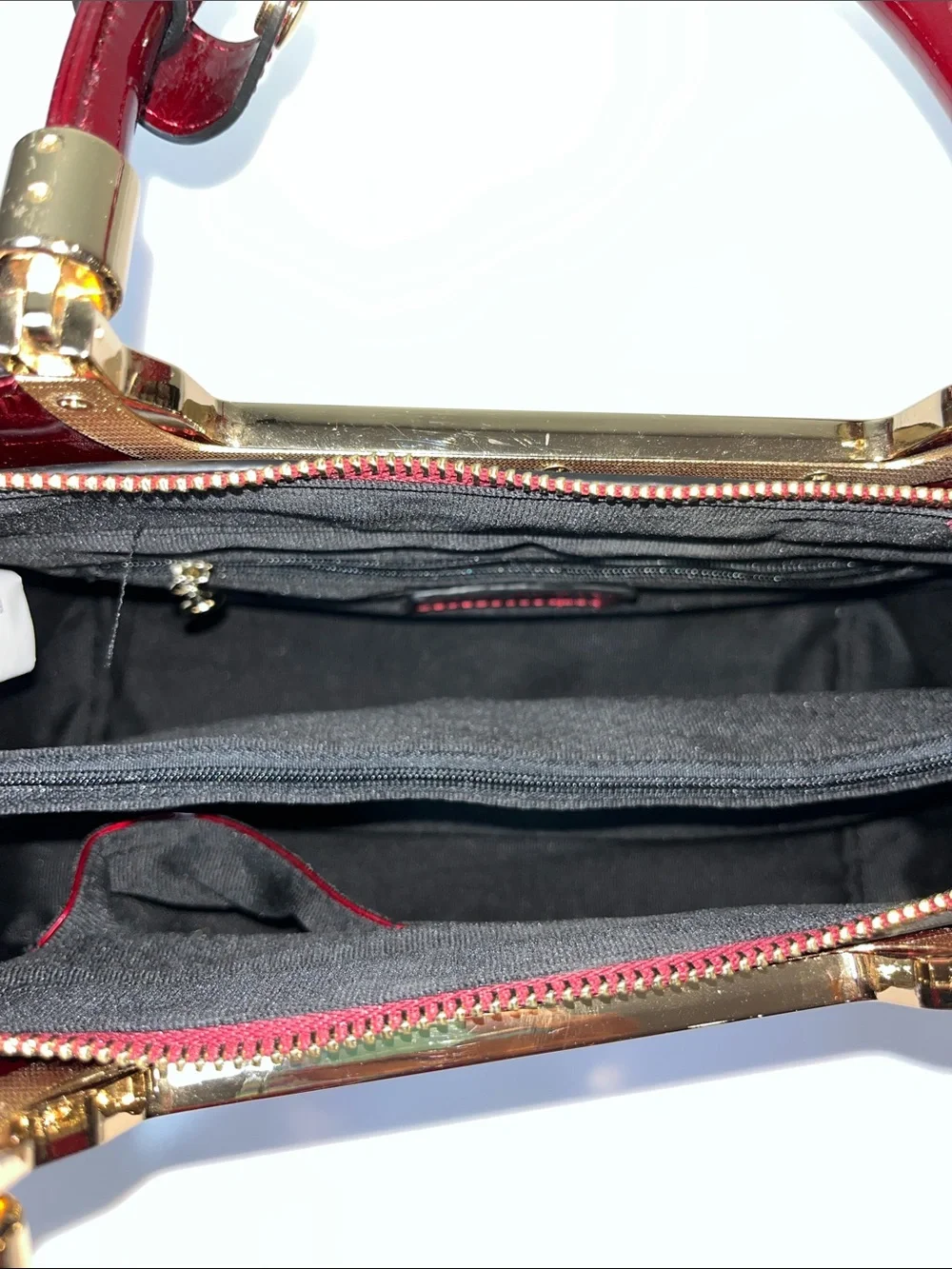 NWOT Red Leather Croc-Texture Bag